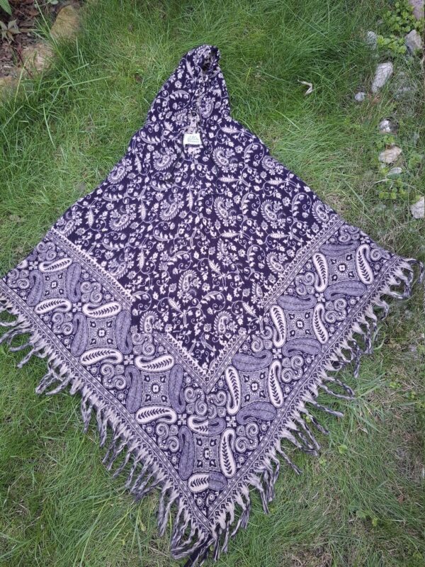Ponczo z kapturem Nocny Paisley